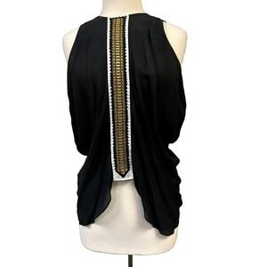 sass & bide Sweet Spot Black Tank Top Embellished Center Sleeveless EU SZ 38